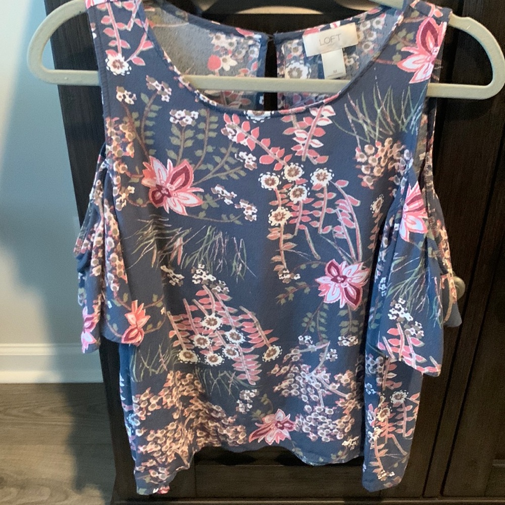 LOFT Floral Cold Shoulder Blouse